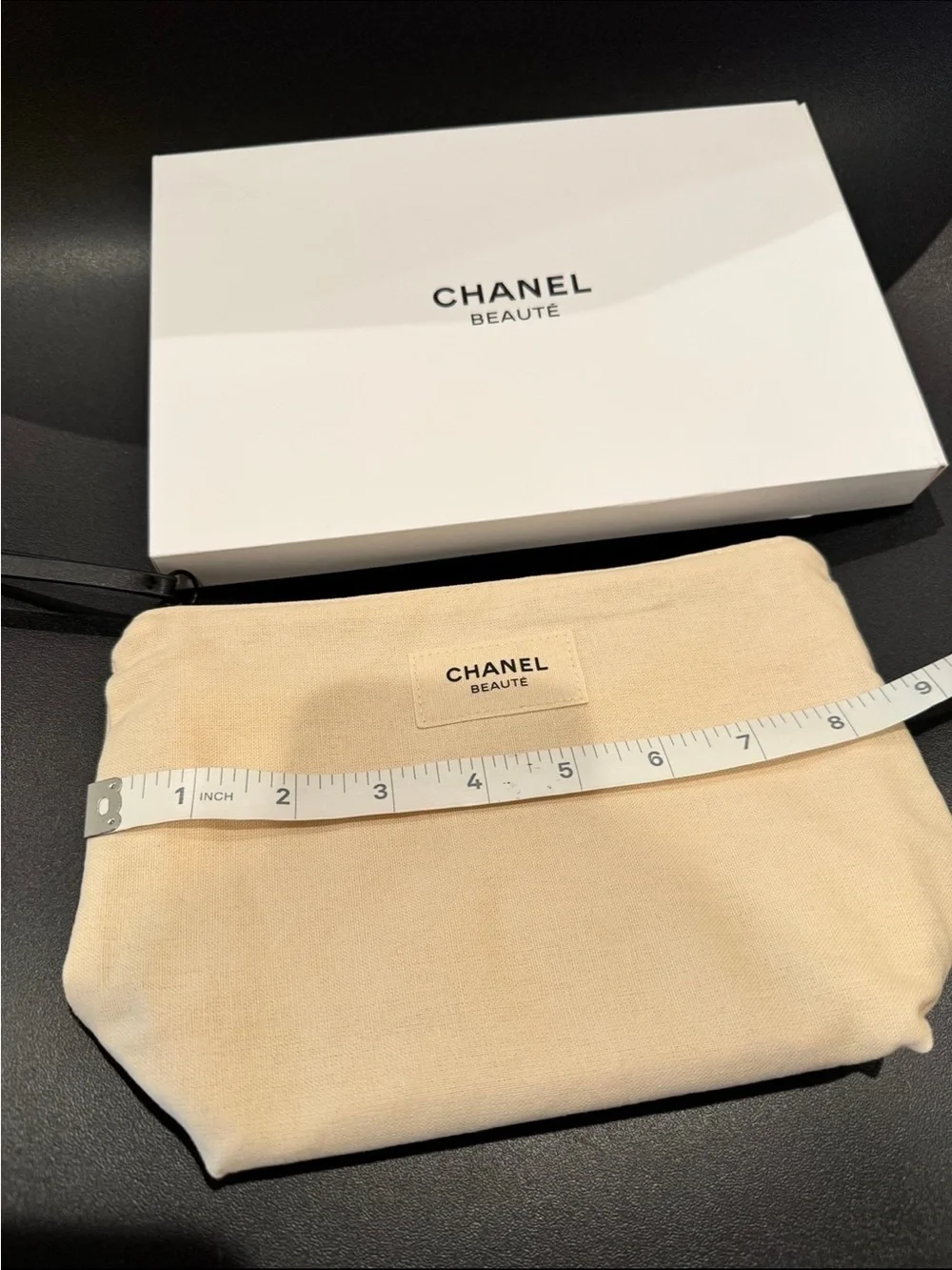 CHANEL Beaute Canvas Cosmetic Pouch + Mirror Set NWT